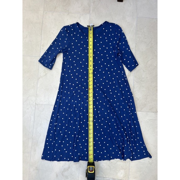 EUC Old Navy Jersey Knit Swing Dress Elbow Sleeves Extra Small XS Blue Polka Dot - Picture 6 of 11